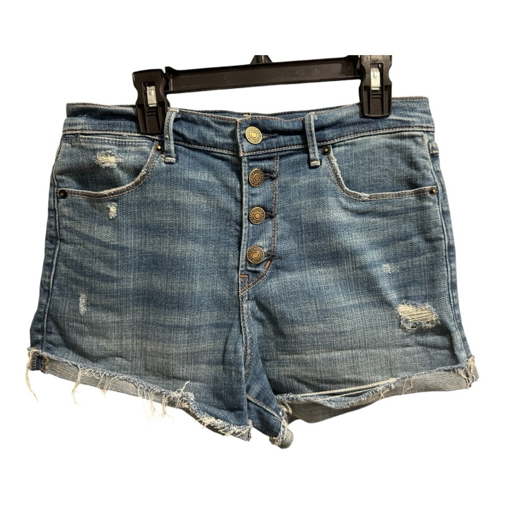 Abercrombie & Fitch Distressed Denim Shorts, Button Fly, Size 27